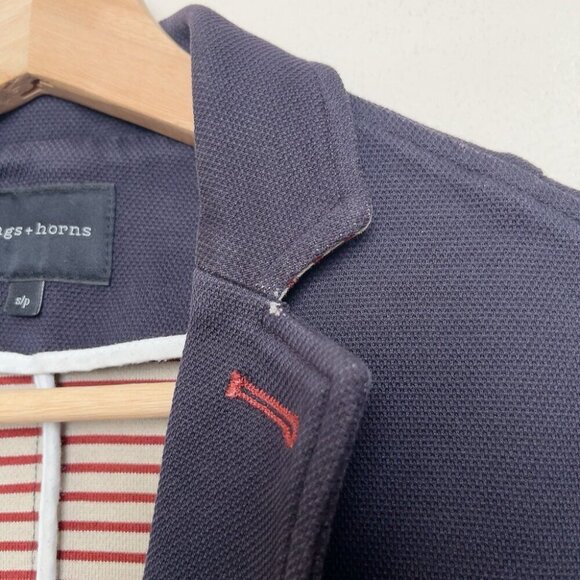 WINGS + HORNS Mens Small Navy Pique Cotton Utility Blazer - Picture 9 of 16